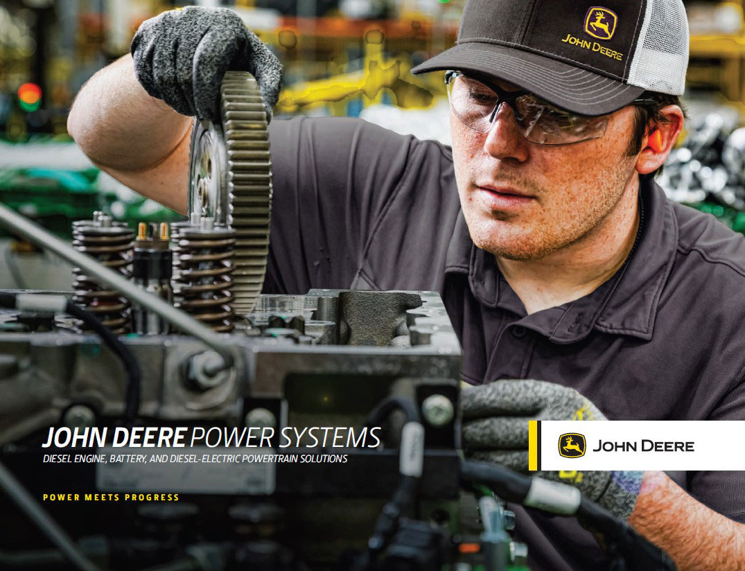 Power Systems Brochure Cover with an image of a person working on a machine