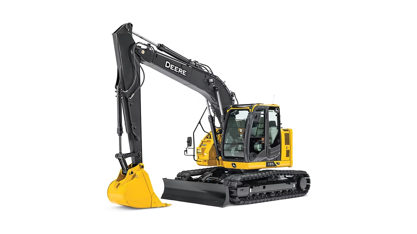 A 130P-Tier excavator on a white background.