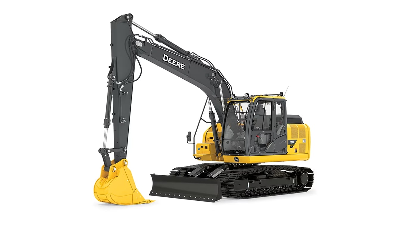 A 135P-Tier excavator on a white background.
