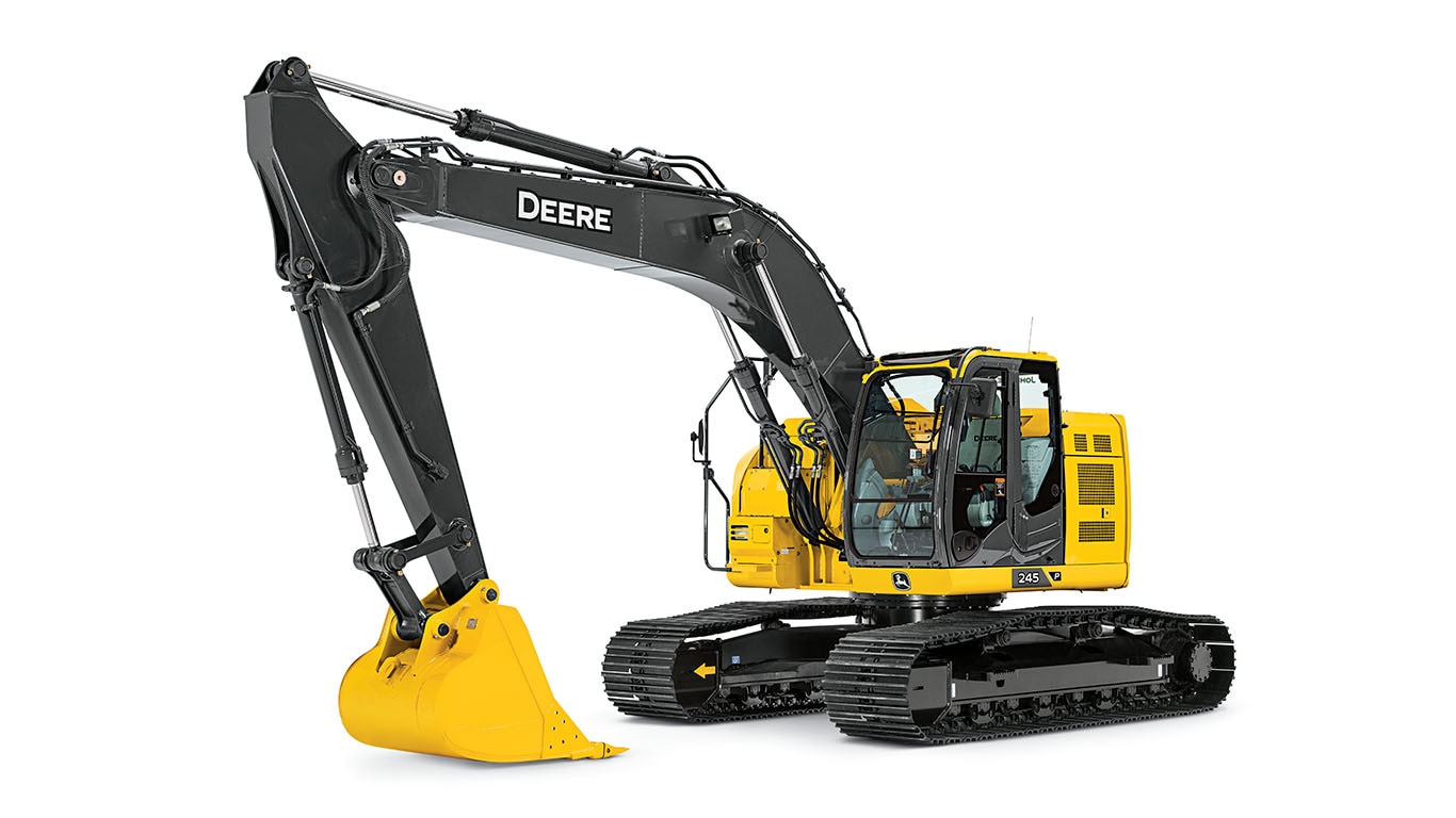 A 245P-Tier excavator on a white background.