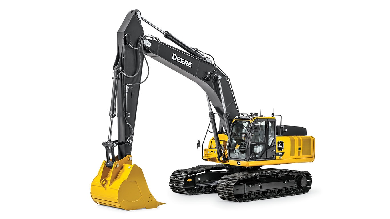 A 380P-Tier excavator on a white background.
